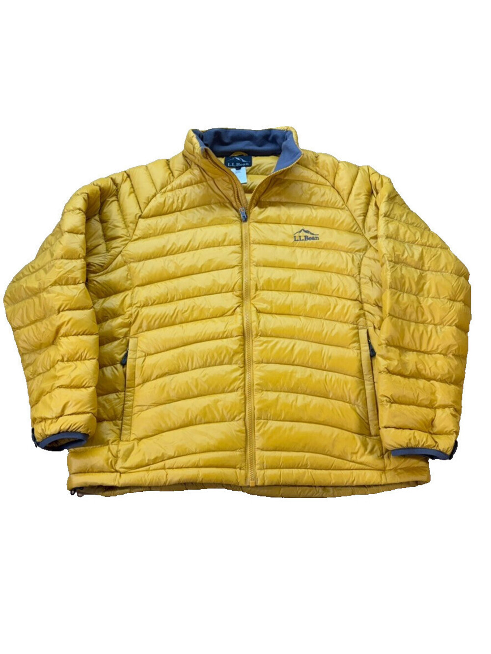 L.L.Bean 600 Goose Down Puffer Jacket Mens XL Yellow Gorpcore Outdoors Full Zip